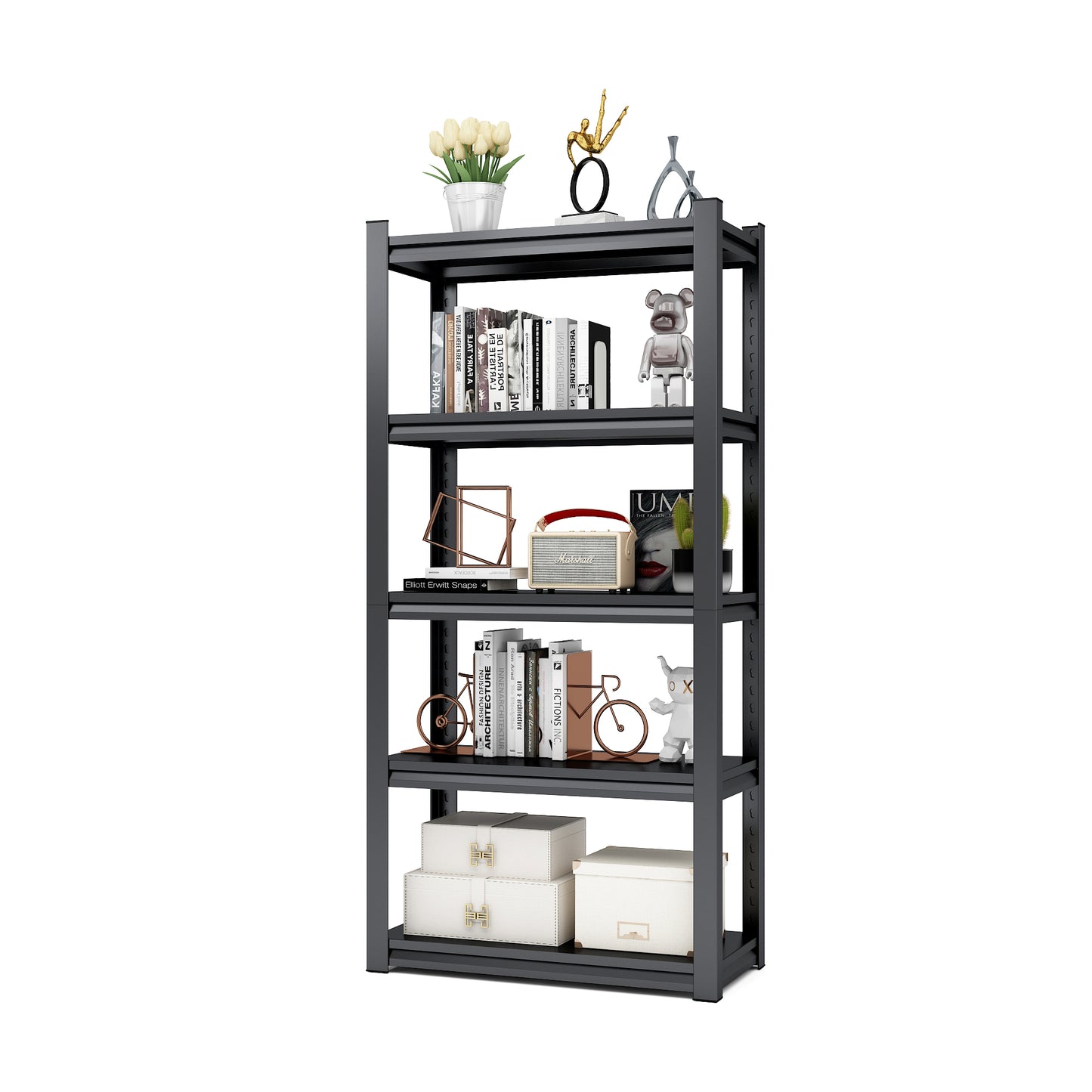 5-Tier Adjustable Metal Shelving Unit, Heavy Duty Shelving Utility Rack for garage Basement Kitchen Pantry Closet  31.5"W x 15.7"D x 63"H