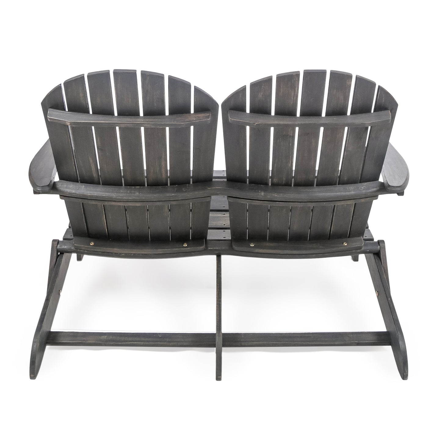 Outdoor Solid Wood Adirondack Loveseat Sofa Dark Gray