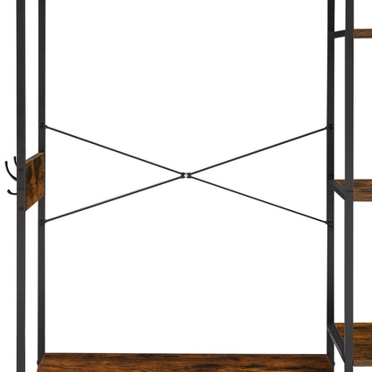 JHX Organized Garment Rack with Storage, Free-Standing Closet System with Open Shelves and Hanging Rod(Rustic Brown,43.7’’w x 15.75’’d x 70.08’’h).