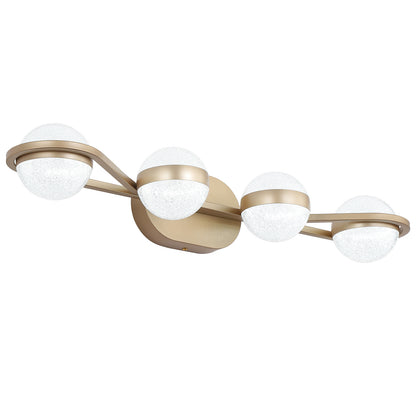 LED Bathroom Vanity Lights Fixtures, 4-Lights Brushed Brass  Globe Glass Shade Over Mirror