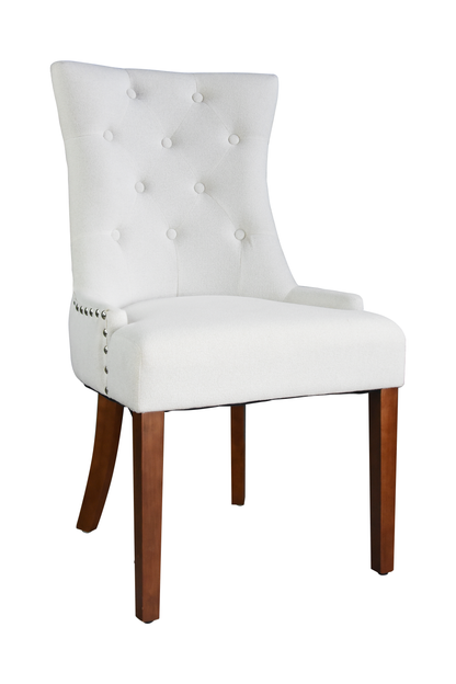 LYHome Mordern Fabric Dining Chairs, 2-Pcs Set, Iceam cream white