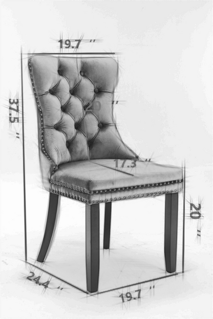 A&A Furniture,Nikki Collection Modern, High-end Tufted Solid Wood Contemporary Velvet Upholstered Dining Chair with Chrome Stainless Steel Plating Legs,Nailhead Trim,Set of 2，Gray and Chrome, SW1701GY