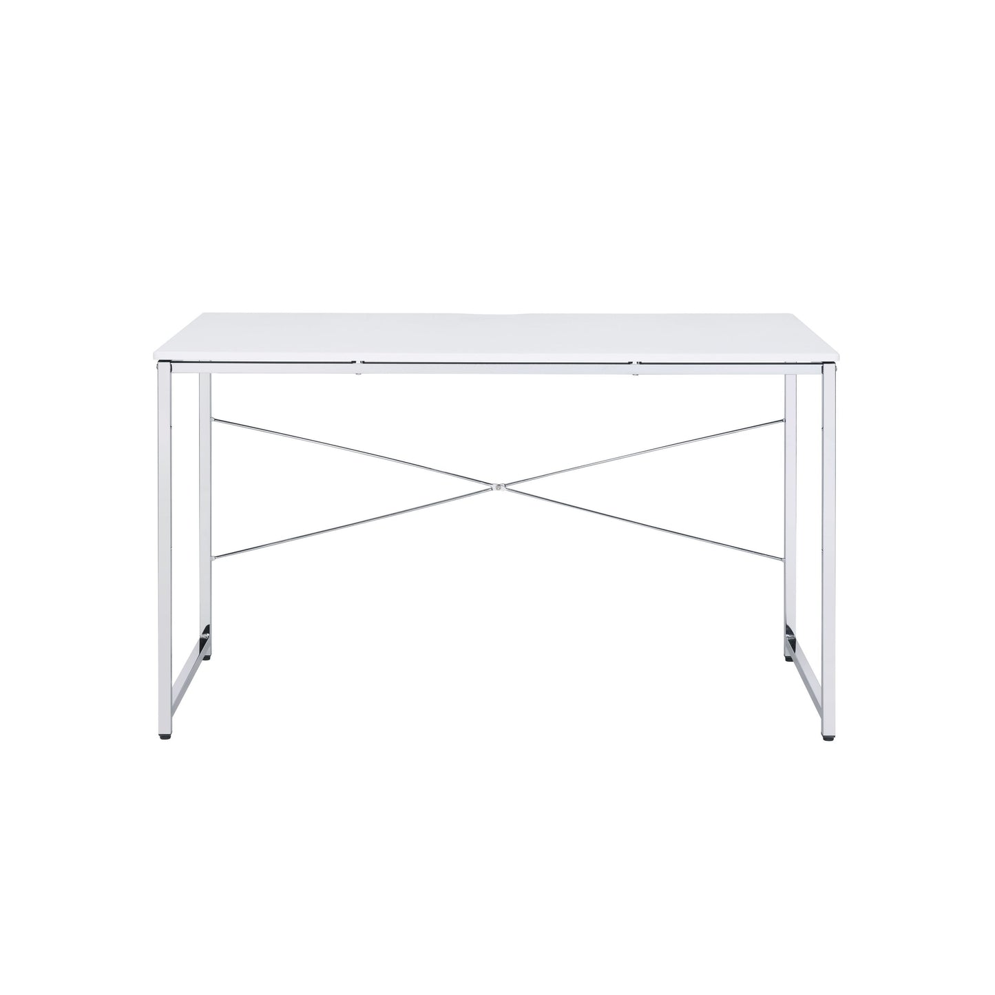 ACME Tennos Writing Desk, White & Chrome Finish 93190