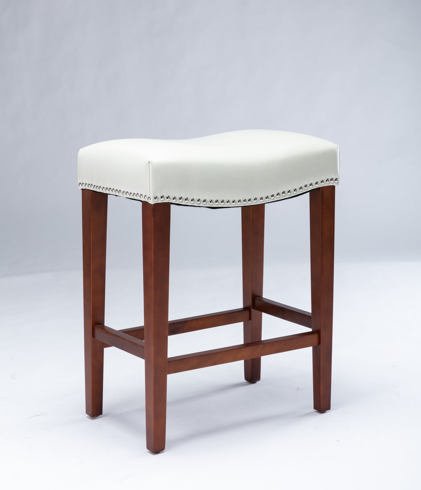 White Leather Barstool 2 pcs Set