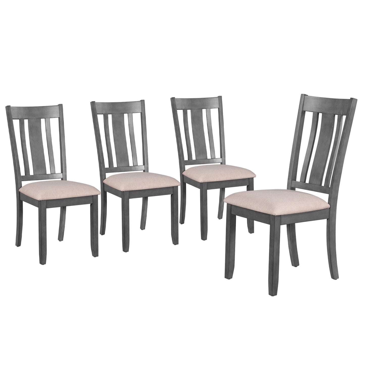 TREXM 7-Piece Dining Room Set - 72" Industrial Style Rectangular Table with Chain Bracket and 6 Dining Chairs (Gray)