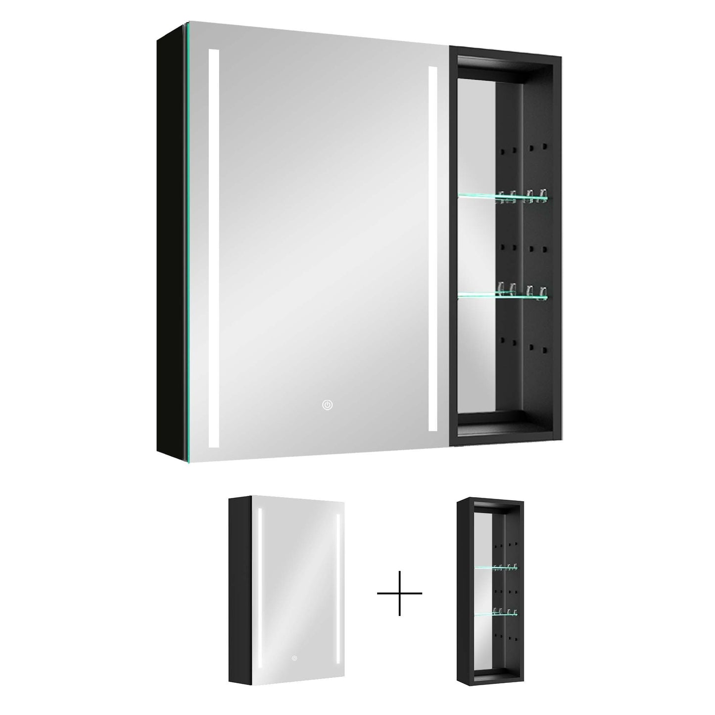 30x30 Inch Bathroom Medicine Cabinets Surface Mounted Cabinets With Lighted Mirror Left Defogging, Small Cabinet No Door