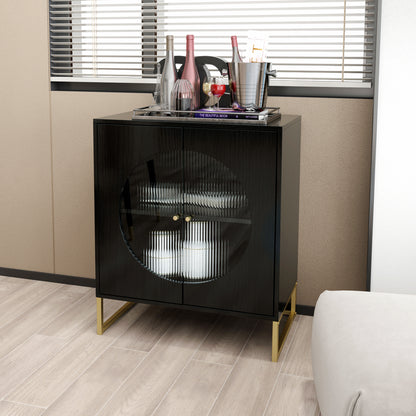 Black Storage Cabinet with Glass Door, Sideboard Buffet Cabinet for Kitchen,Dining Room