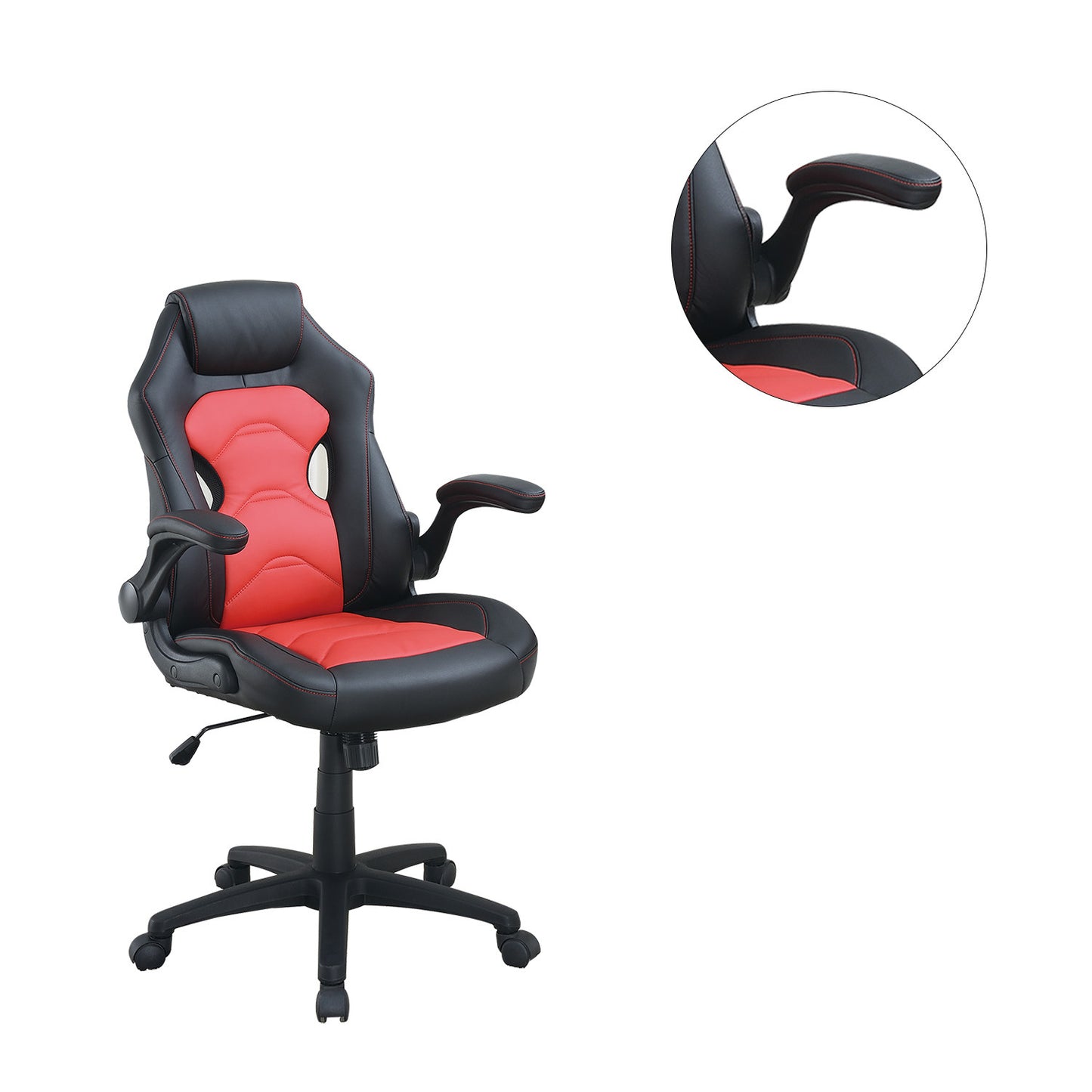 Adjustable Height Swivel Executive Computer Chair in Black and Red