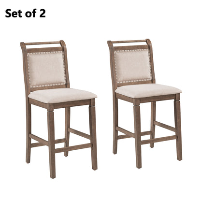 TOPMAX 2-Piece Upholstered Wood Breakfast Nook Dining Chairs for Small Places, Brown