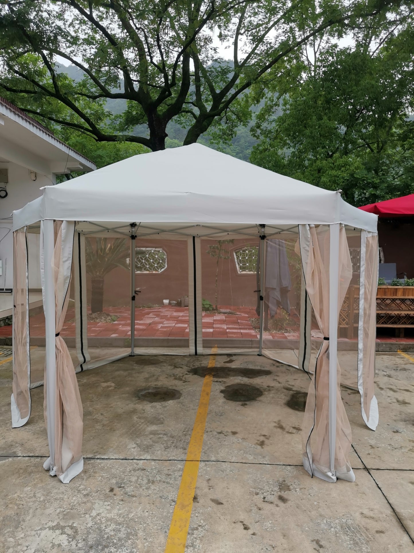 13 Ft. W x 13 Ft. D x 9.2ft Pop-Up Gazebo Tent Outdoor Canopy Hexagonal Canopies Gazebos & Pergolas 6 Sided for Patio Garden Backyard Sun Shelter BBQ Garden Events with Strong Steel Frame Storage Bag