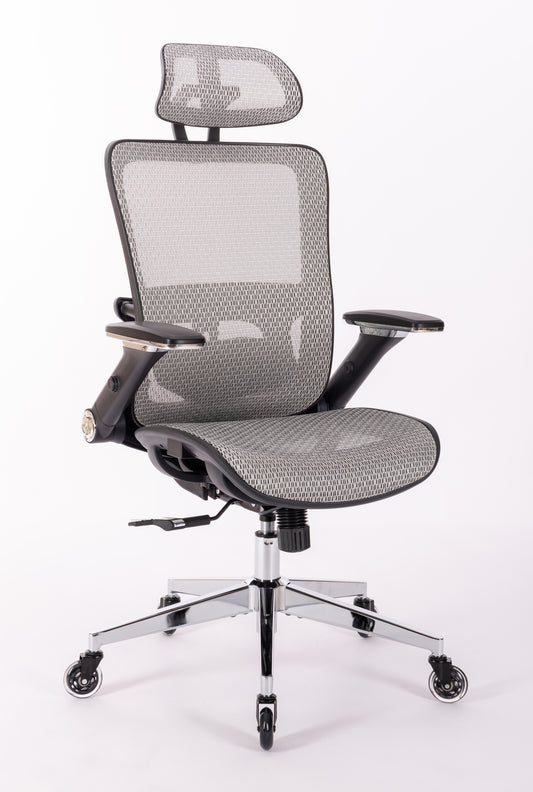 Ergonomic Mesh Office Chair - Rolling Home Desk Chair with 4D Adjustable Flip Armrests,  Adjustable Lumbar Support and Blade Wheels(GREY MESH)