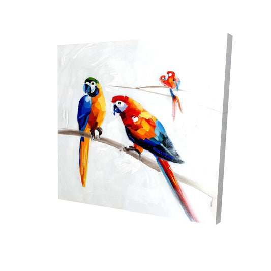 Parrots on a branch - 08x08 Print on canvas