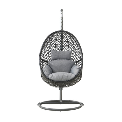 Patio PE Rattan Swing Chair With Stand for Balcony, Courtyard