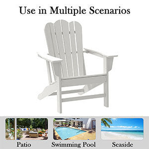 Resistant Adirondack Chair for Patio Deck Garden
 Plastic Adirondack Chair, White, 1 piece.