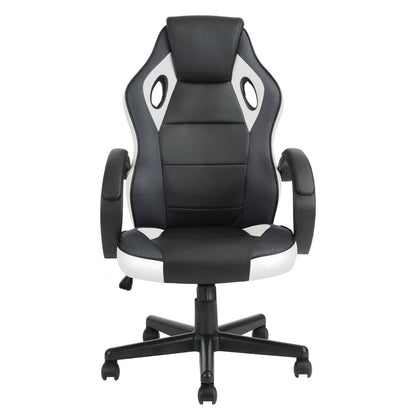 Gaming Office Chair with Fabric Adjustable Swivel, BLACK AND WHITE