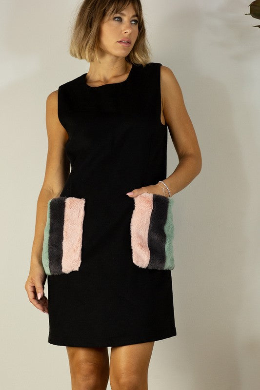 FUR POCKET DRESS