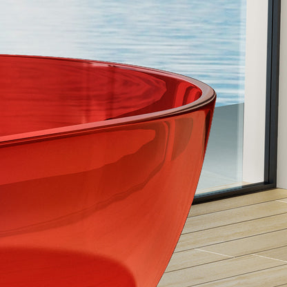 69 inch  Transparent red  solid surface bathtub for bathroom