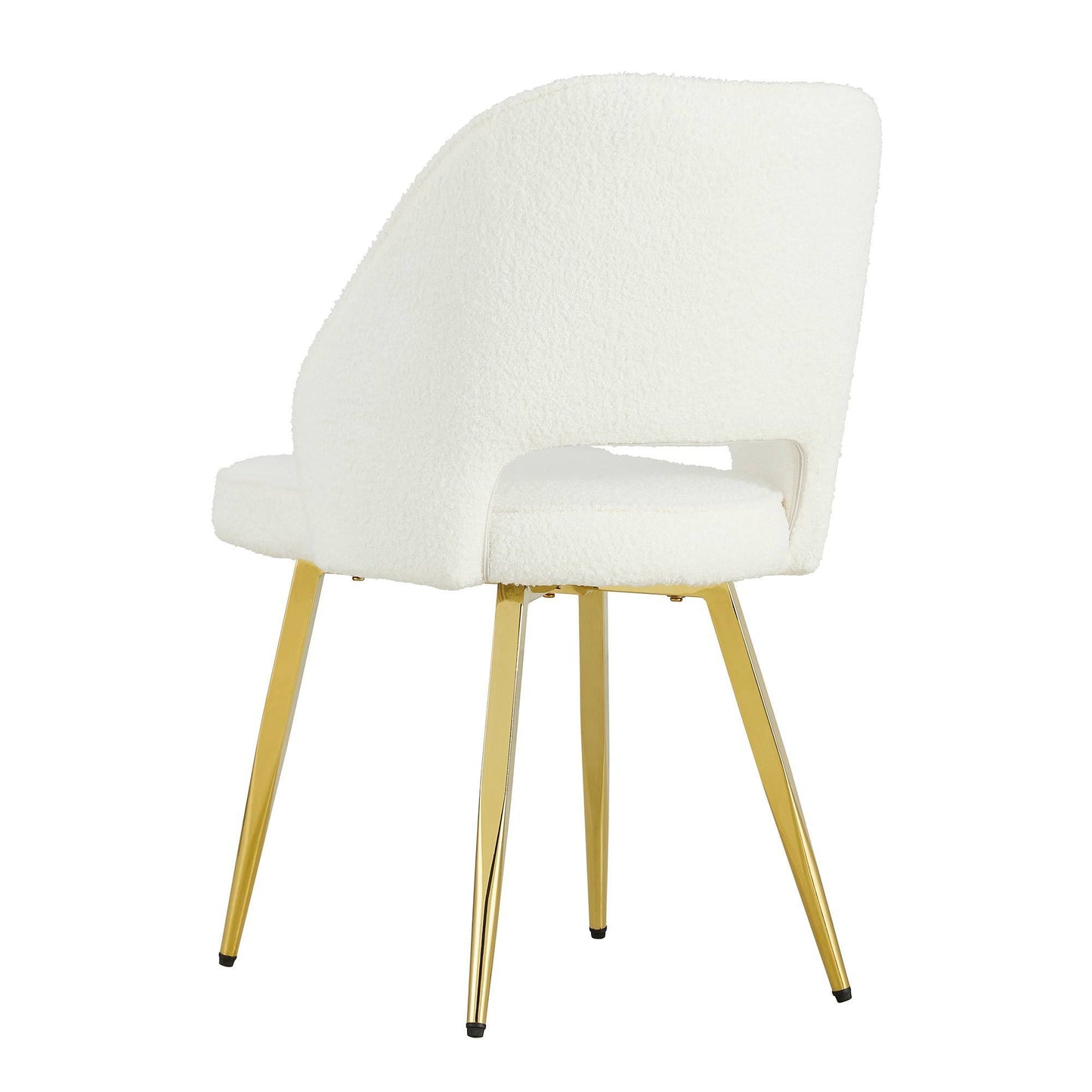 Modern Dining Chairs,Teddy Velvet Accent Chair, Living Room Leisure Chairs, Upholstered Side Chair with Golden Metal Legs for Dining Room Kitchen Vanity Patio Club Guest (Set of 1) （White Chairs）