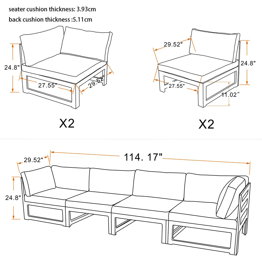 Outdoor sofa 4 pieces