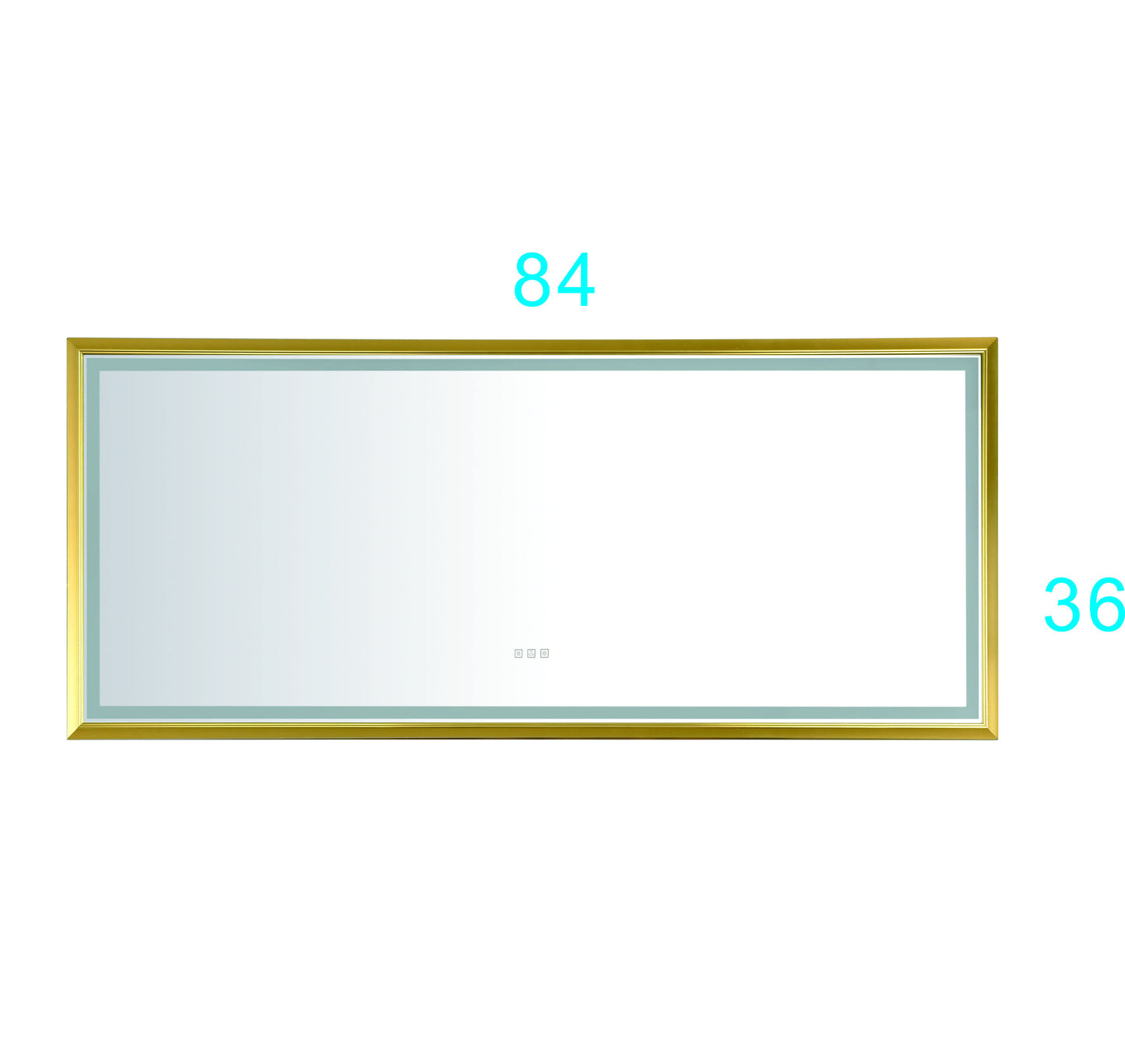 84 in. W x 36 in. H Oversized Rectangular Gold Framed LED Mirror Anti-Fog Dimmable Wall Mount Bathroom Vanity Mirror HD Wall Mirror Kit For Gym And Dance Studio 36 X 84Inches With