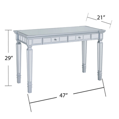 Glenview Glam Mirrored Writing Desk w/ Drawers