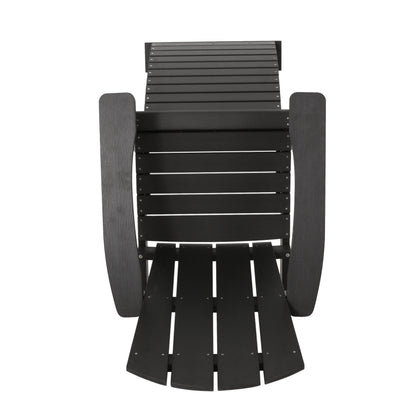 Outdoor Solid Black Classic Solid Wood Adirondack Lounge Chair (Set of 1)