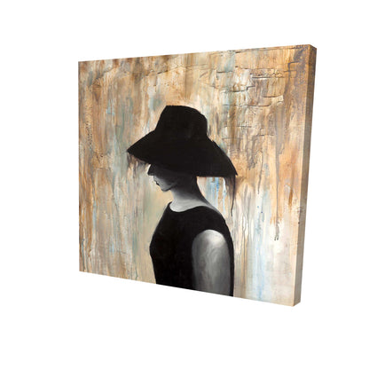 Audrey hepburn with a big hat - 16x16 Print on canvas