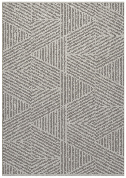 Pyramids Stone Neutral Indoor / Outdoor Polypropylene Area Rug 8x10