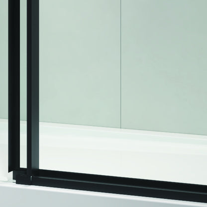 60 in. W x 76 in. HSliding Frameless Shower Door in Matte Black with Clear Glass