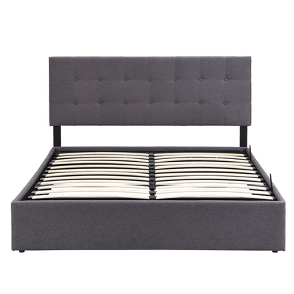 Full Size Upholstered Platform Bed with Underneath Storage Space,Gray