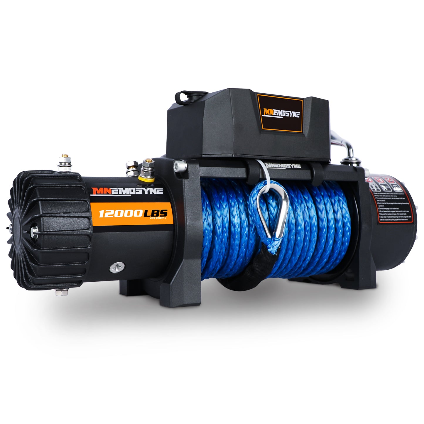 MNEMOSYNE 12000LBS SYNTHETIC ROPE WINCH. Load Capacity Electric Winch Kit,Waterproof IP67 Electric Winch with Hawse Fairlead, with Wireless Handheld Remote and Corded Control Recove