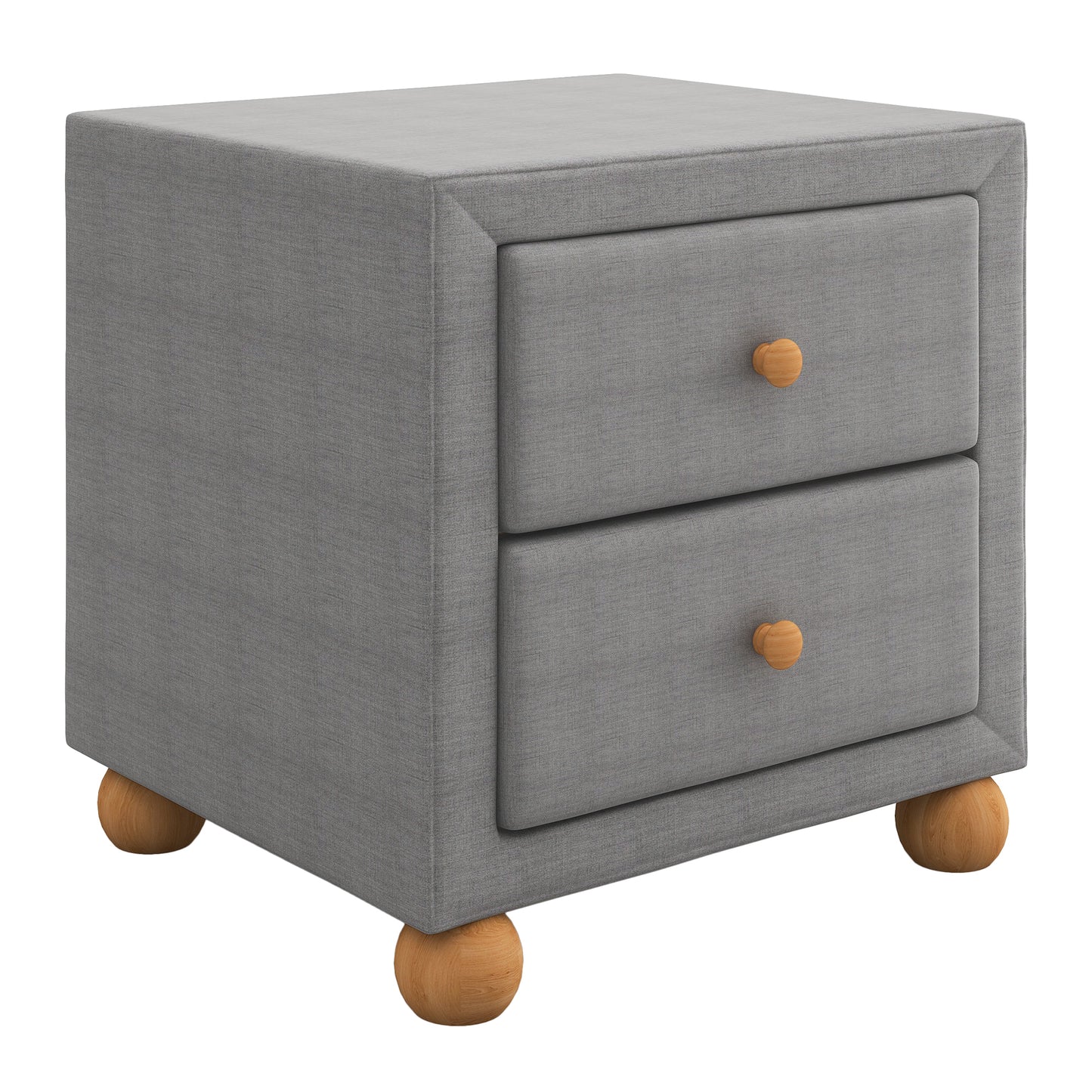 Modern Upholstered Storage Nightstand with 2 Drawers,Natural Wood Knobs,Dark Gray