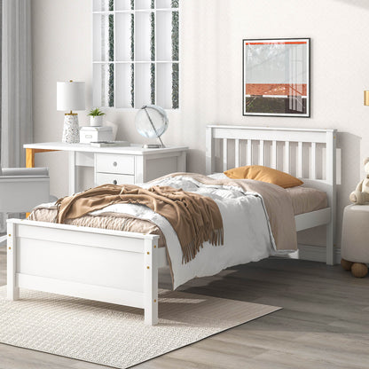 Twin Bed with Headboard and Footboard for Kids, Teens, Adults,with a Nightstand,Wite