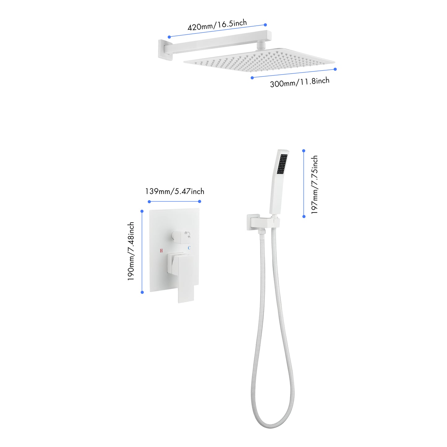 12" Rain Shower Head Systems Wall Mounted Shower