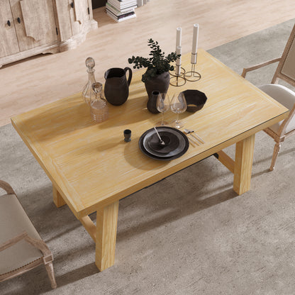 TREXM Wood Dining Table Kitchen Furniture Rectangular Table, Seats up to 6 (Natural Wood Wash)