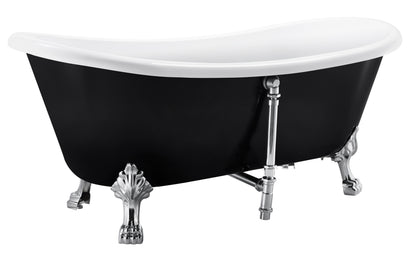 67" 100% Acrylic Freestanding Bathtub，Contemporary Soaking Tub，white inside black outside