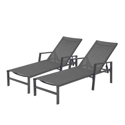 2 Pieces Set Patio Lounge Chair, Textilene Aluminum Pool Lounge Chair Set, Patio Chaise Lounges With Armrests For Patio Backyard Porch Garden Poolside