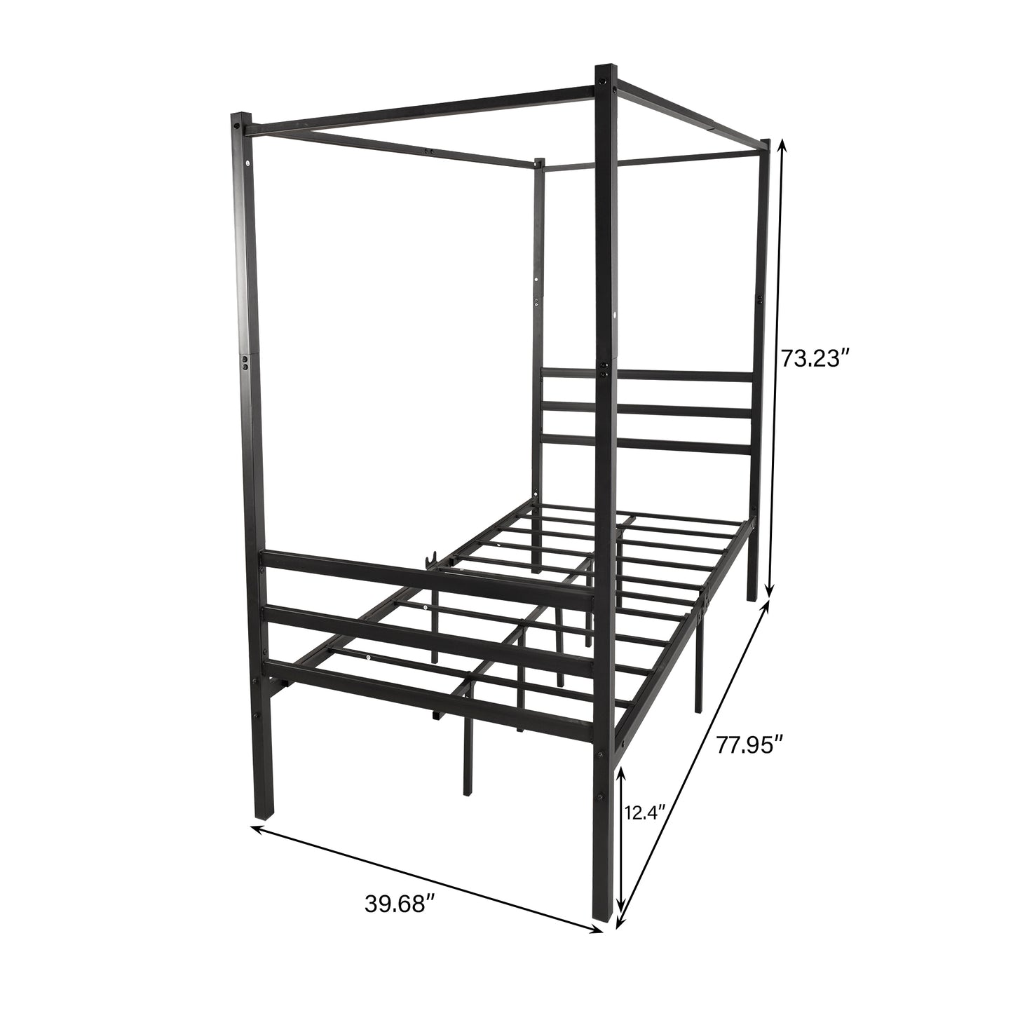 Metal Canopy Bed Frame, Platform Bed Frame Twin with minimalism style Frame ,Twin Black