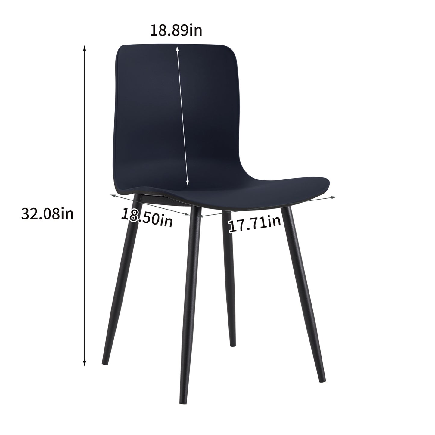 D&N Dining Chair, PP-608-ZX-HEI04, Set of 4, Black