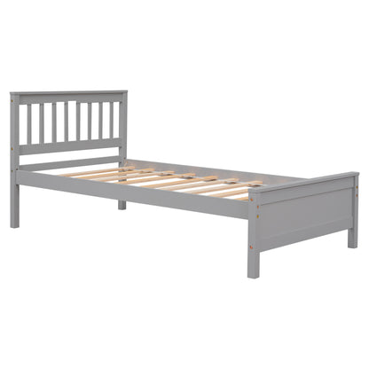 Twin Bed with Headboard and Footboard for Kids, Teens, Adults,with a Nightstand,Grey