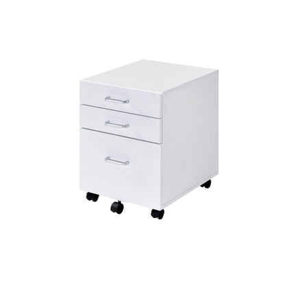 ACME Tennos Cabinet, White & Chrome Finish 93194