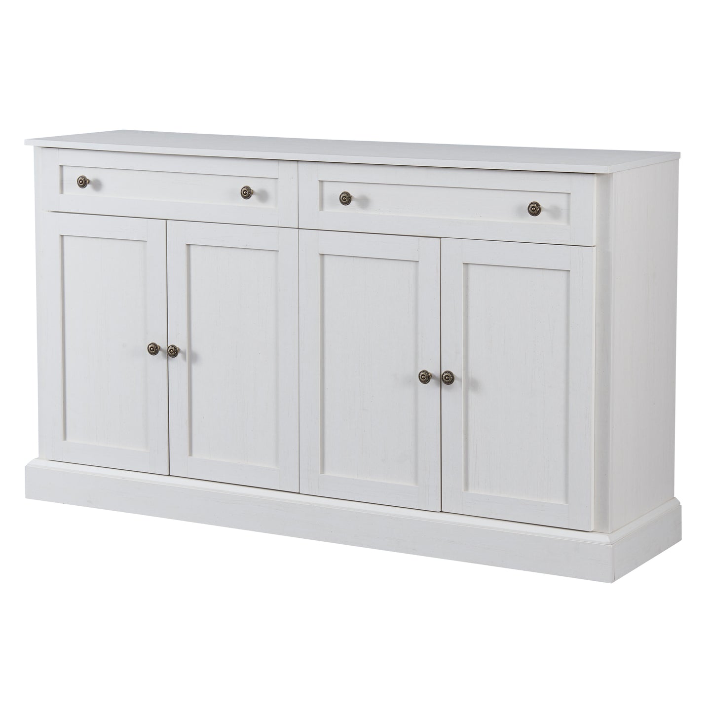 TREXM Kitchen Sideboard Storage Buffet Cabinet with 2 Drawers & 4 Doors Adjustable Shelves for Dining Room, Living Room (Antique White)