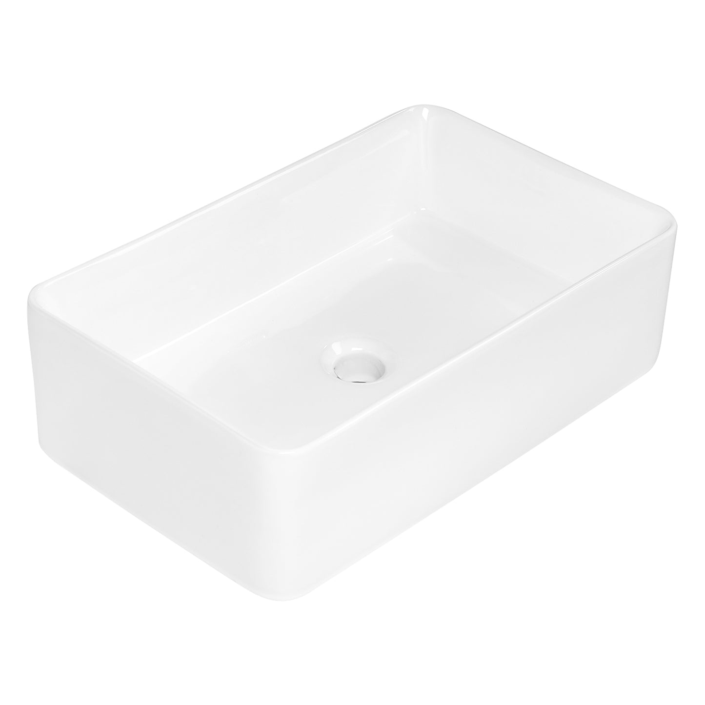 21"x14" White Ceramic Rectangular Vessel Bathroom Sink