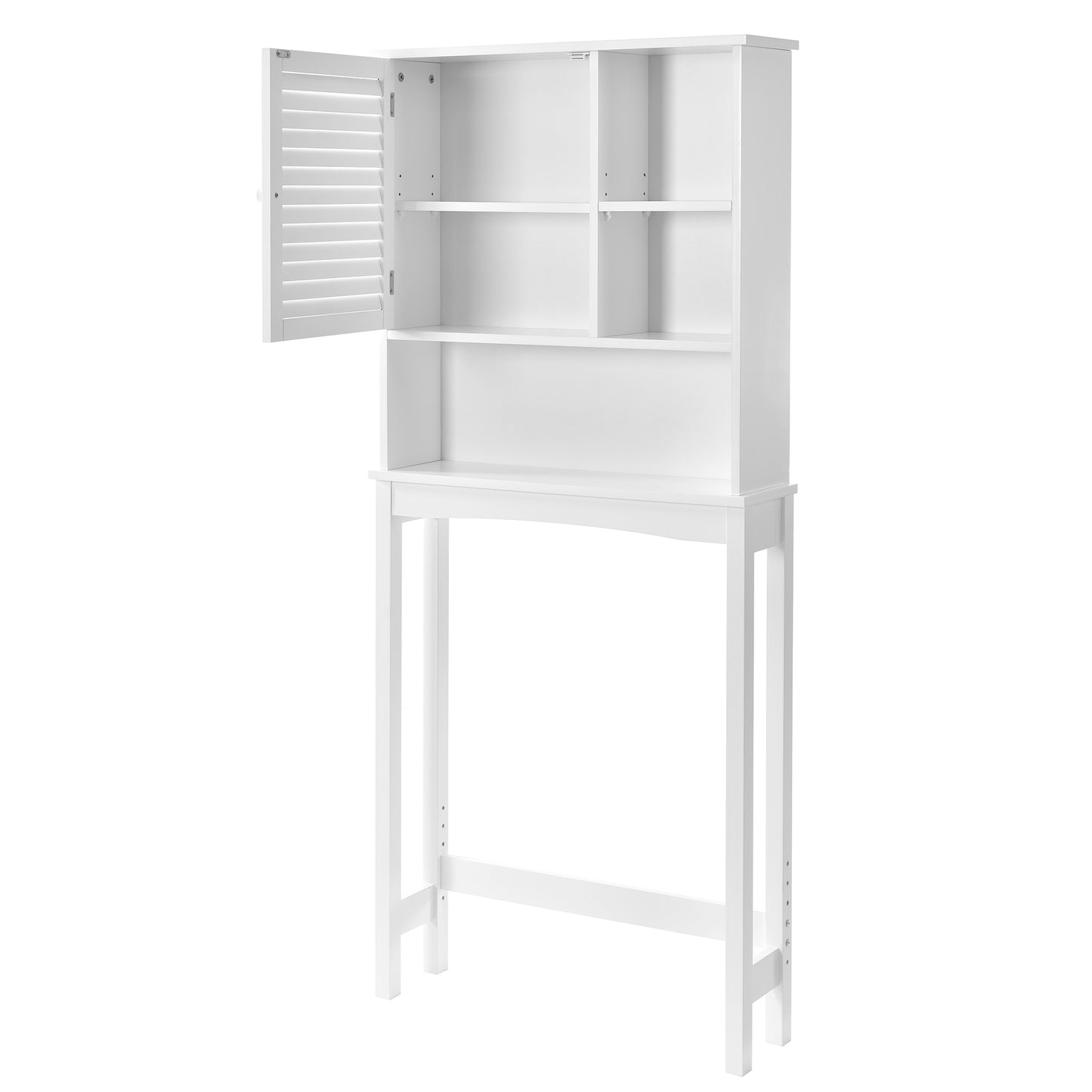 Home Over-The-Toilet Shelf Bathroom Storage Space Saver with Adjustable Shelf Collect Cabinet (White)