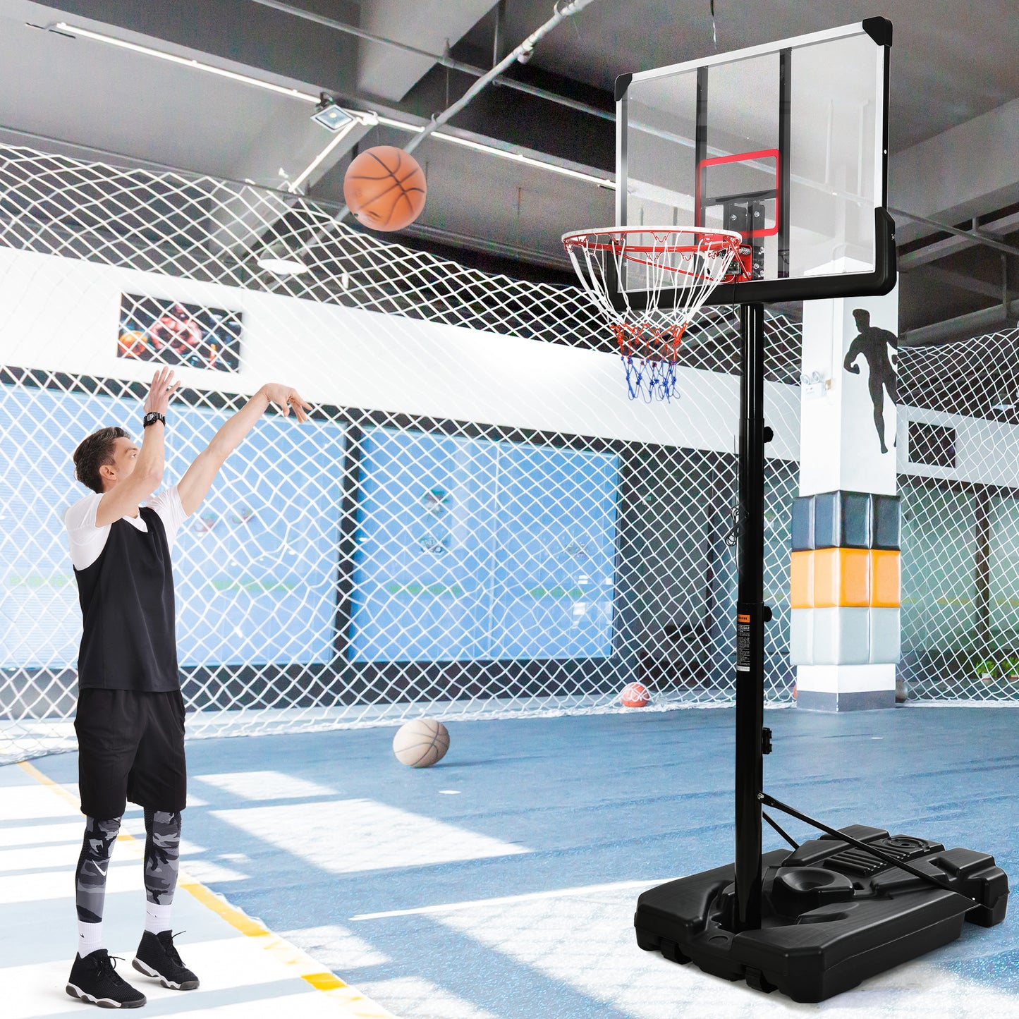 Portable Basketball Hoop Basketball System 6.6-10ft Height Adjustment for Youth Adults LED Basketball Hoop Lights, Colorful lights, Waterproof，Super Bright to Play at Night Outdoors,Good Gift for Kids