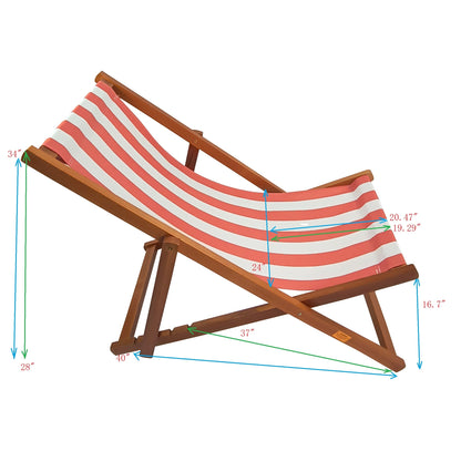 Outdoor/ beach /swimming pool /populus wood sling chair  Orange Stripe （color:Orange ）folding chaise lounge chair