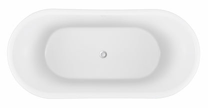 59" 100% Acrylic Freestanding Bathtub，Contemporary Soaking Tub，white inside and gray outside