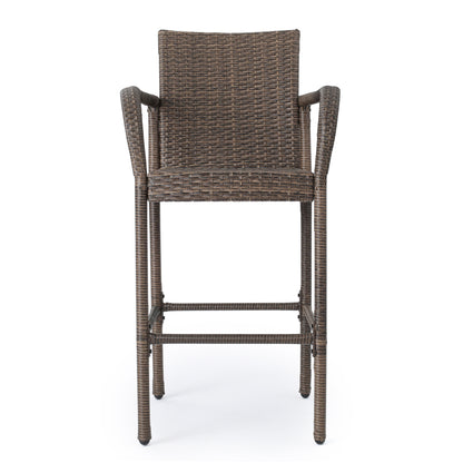 Stewart 30-Inch Outdoor Mix mocha Wicker Barstool (Set of 2)