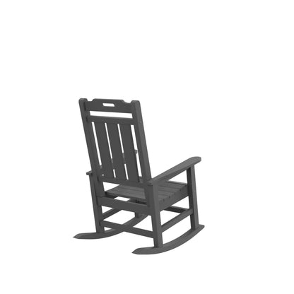 Presidential Rocking Chair HDPE Rocking Chair Fade-Resistant Porch Rocker Chair, All Weather Waterproof for Balcony/Beach/Pool Gray