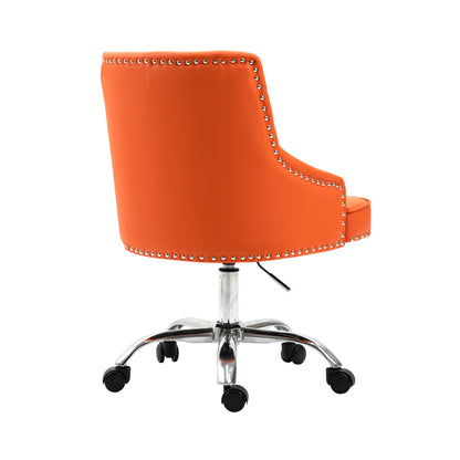 Faux Leather Chair, Cute Computer Task Chair with Armrest and Backrest 360° Swivel Height Adjustable